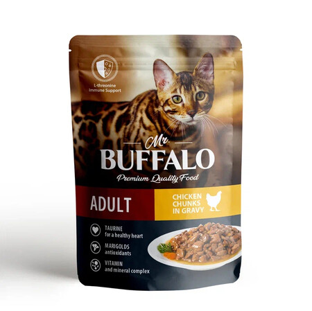 MR.BUFFALO ADULT 85 г пауч влажный корм для кошек цыпленок в соусе 1х28