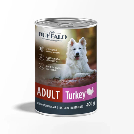 MR.BUFFALO ADULT 400 г консервы полноценный влажный корм для собак индейка