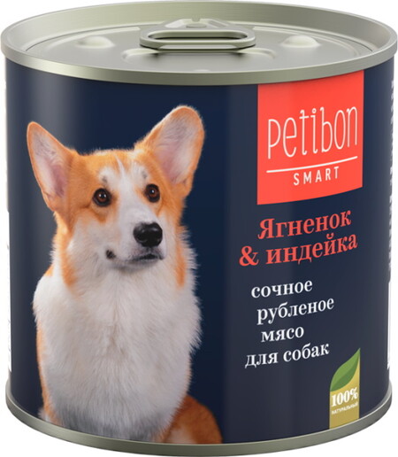 Petibon Smart 240 г консервы для собак рубленое мясо с ягненком и индейкой