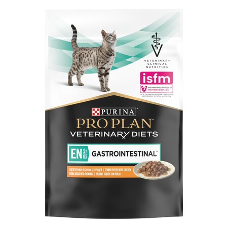 PRO PLAN® VETERINARY DIETS EN ST/OX Gastrointestinal 85 г влажный корм для кошек диетический, при расстройствах пищеварения, с курицей, в соусе 1х10