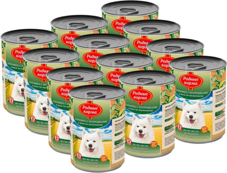 РОДНЫЕ КОРМА 970 г консервы для собак баранина с потрошками в желе по-восточному 1х12
