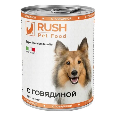 RUSH PET FOOD 400 г консервы для собак с говядиной