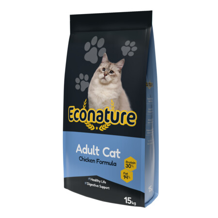 ECONATURE Adult Cat Chicken Formula 15 кг сухой корм для кошек с курицей