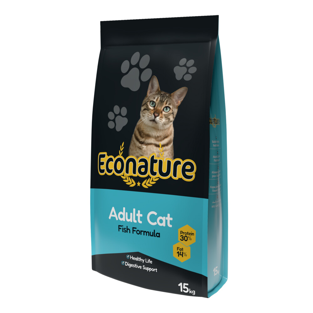 ECONATURE Adult Cat Fish Formula 15 кг сухой корм для кошек с рыбой