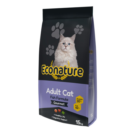 ECONATURE Adult Cat Fish Formula Gourmet 15 кг сухой корм для кошек с рыбой