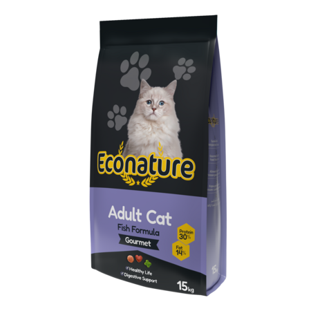 ECONATURE Adult Cat Fish Formula Gourmet 15 кг сухой корм для кошек с рыбой
