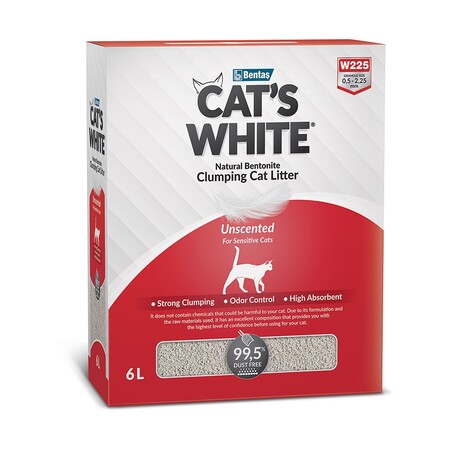 Cat`s White BOX Natural 6 л наполнитель комкующийся натуральный без ароматизатора для кошачьего туалета