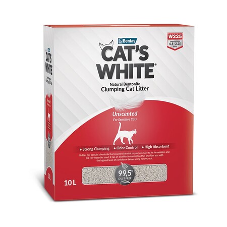 Cat`s White BOX Natural 10 л наполнитель комкующийся натуральный без ароматизатора для кошачьего туалета