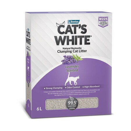 Cat`s White BOX Lavender 6 л наполнитель комкующийся с нежным ароматом лаванды для кошачьего туалета
