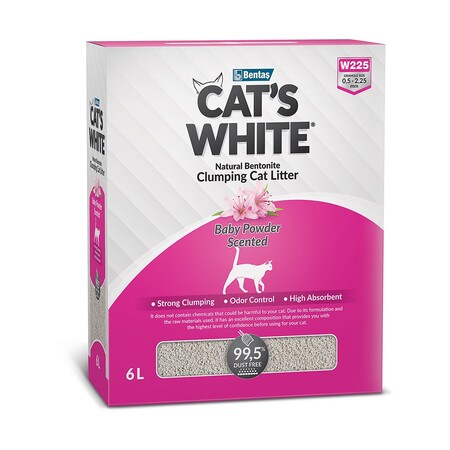 Cat`s White BOX Baby Powder 6 л наполнитель комкующийся с ароматом детской присыпки для кошачьего туалета