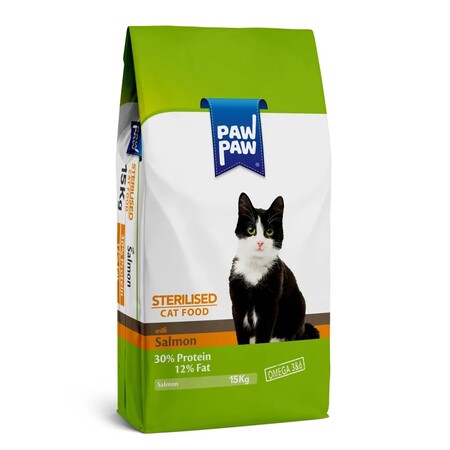 Pawpaw Sterilised Cat Food with Salmon 15 кг сухой корм для стерилизованных кошек с лососем