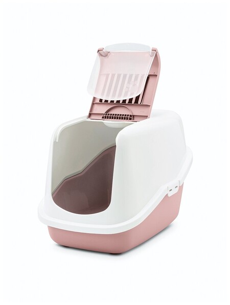 SAVIC NESTOR 56 см х 39 см х 38,5 см туалет для кошек закрытый белый, пыльно-розовый