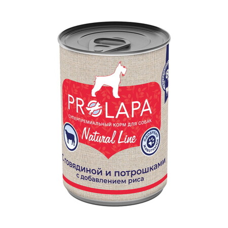 Prolapa Natural Line 400 г консервы для собак с говядиной, потрошками и рисом