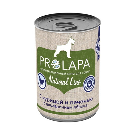Prolapa Natural Line 400 г консервы для собак с курицей, печенью и яблоками