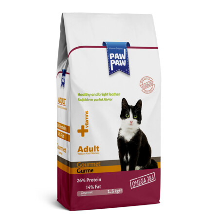 Pawpaw Adult Cat Food Gourmet 1,5 кг сухой корм для кошек с бараниной, рыбой и курицей