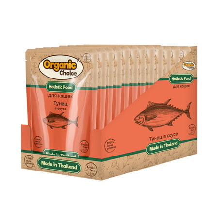 Organic Сhoice Grain Free 70 г паучи для кошек тунец в соусе 1х12