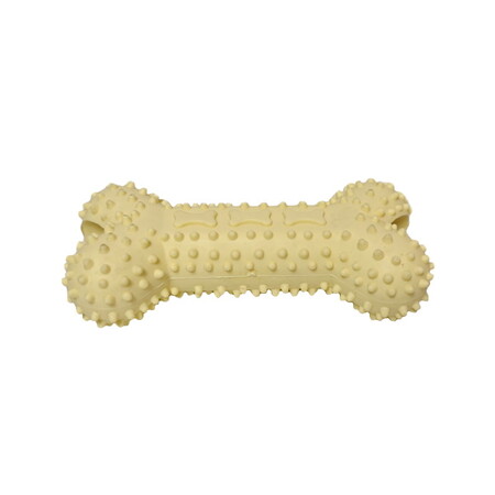 HOMEPET Dental 14,5 см игрушка для собак косточка с отверстиями для лакомств светло-желтая