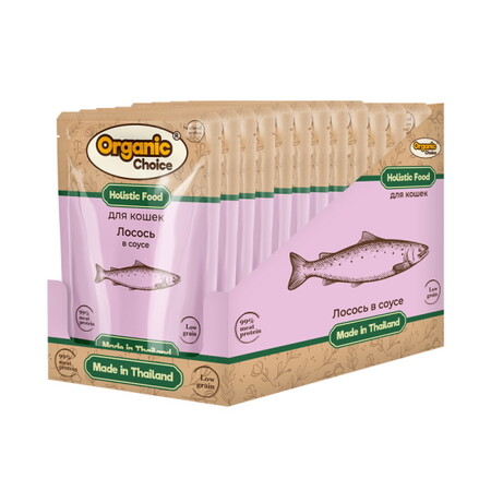 Organic Сhoice Low Grain 70 г паучи для кошек лосось в соусе 1х12
