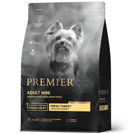 Premier Dog Turkey ADULT Mini 1 кг сухой корм для собак мелких пород свежее мясо индейки