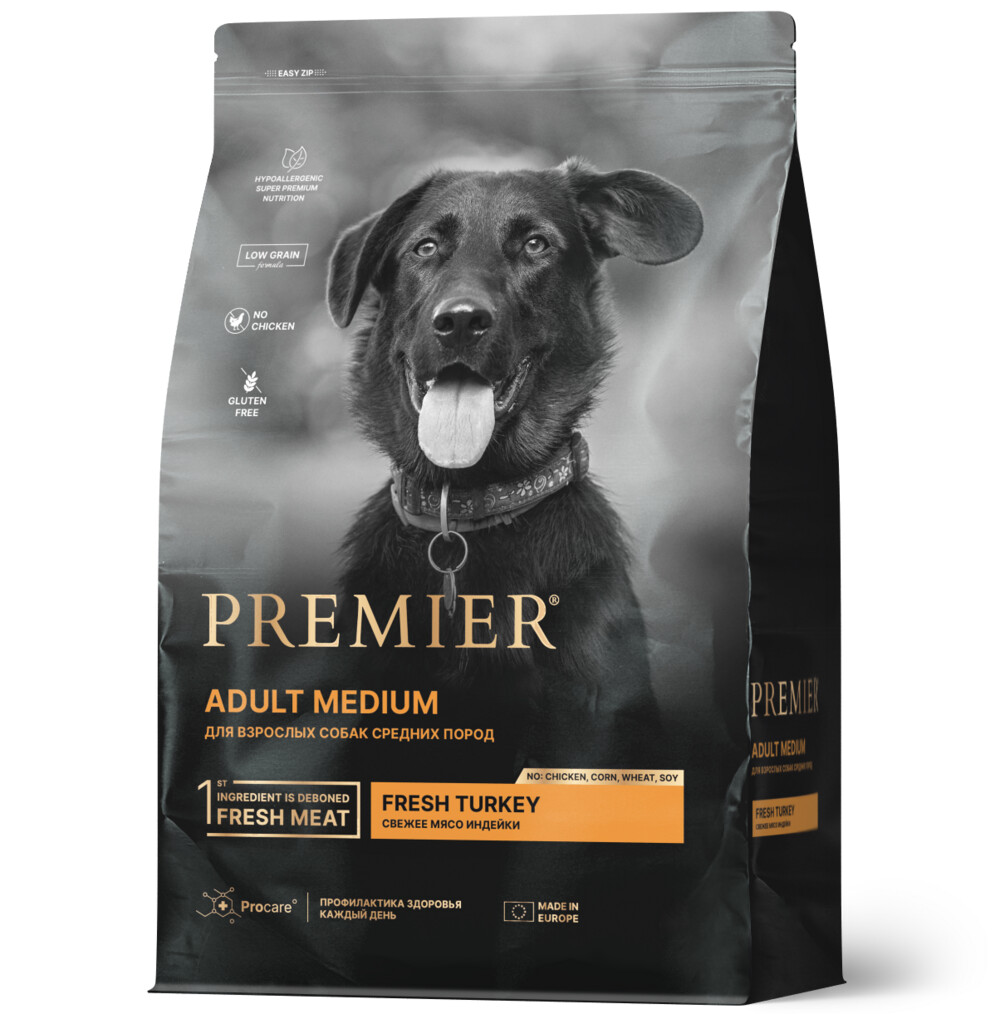 Premier Dog Turkey ADULT Medium 1 кг сухой корм для собак средний пород свежее мясо индейки