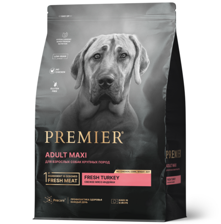 Premier Dog Lamb&Turkey ADULT Maxi 3 кг сухой корм для собак крупных пород свежее мясо ягненка с индейкой