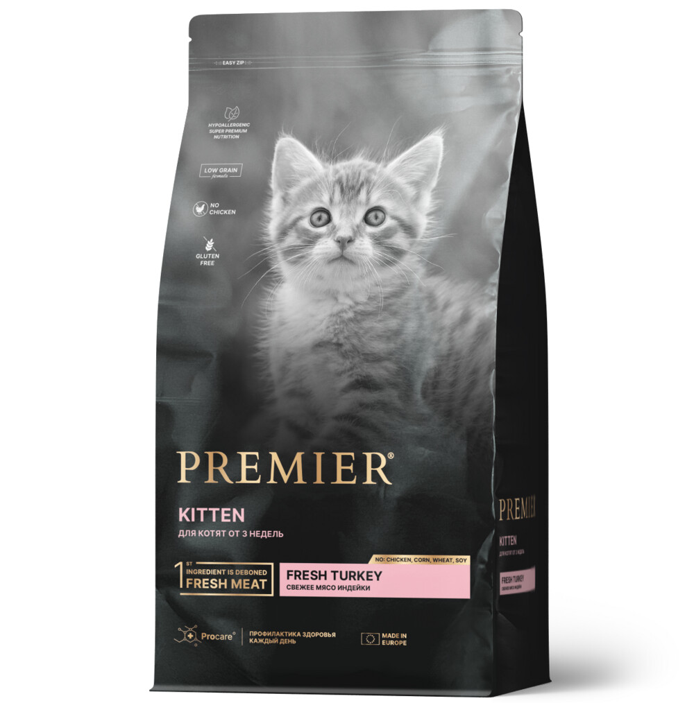 Premier Cat Turkey KITTEN 2 кг сухой корм для котят свежая индейка