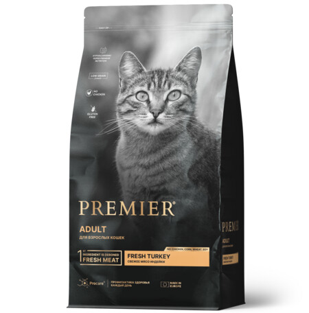 Premier Cat Turkey ADULT 400 г сухой корм для кошек свежая индейка