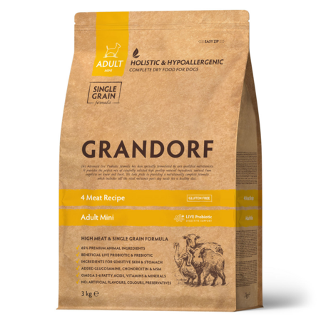 GRANDORF DOG 4 Meat PROBIOTIC MINI 3 кг сухой корм для собак мини пород 4 мяса с пробиотиками