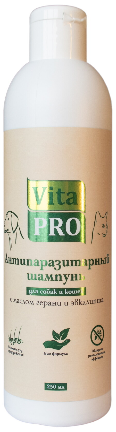 Vita Pro 250 мл биошампунь для собак и кошек антипаразитарный универсальный с маслом герани и эвкалипта