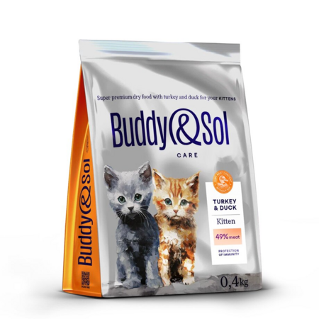 BUDDY SOL CARE KITTEN 400 гр сухой корм для котят с индейкой и уткой
