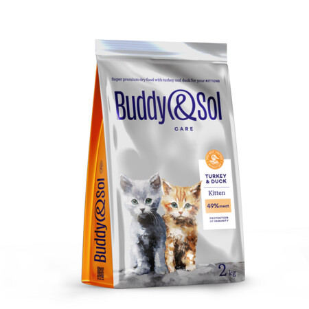 BUDDY SOL CARE KITTEN 2 кг сухой корм для котят с индейкой и уткой