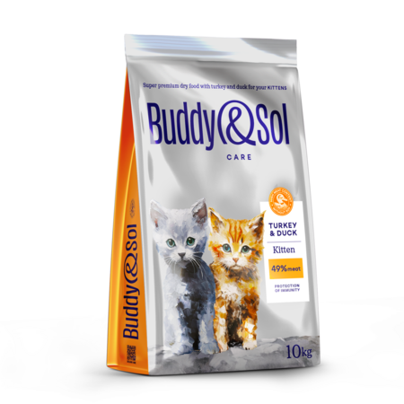 BUDDY SOL CARE KITTEN 10 кг сухой корм для котят с индейкой и уткой