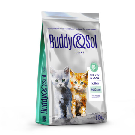 BUDDY SOL CARE KITTEN 10 кг сухой корм для котят с индейкой и ягненком