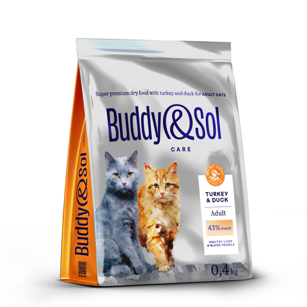 BUDDY SOL CARE ADULT 400 гр сухой корм для взрослых кошек с индейкой и уткой