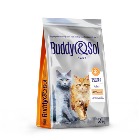 BUDDY SOL CARE ADULT 2 кг сухой корм для взрослых кошек с индейкой и уткой