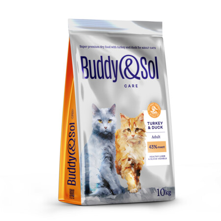 BUDDY SOL CARE ADULT 10 кг сухой корм для взрослых кошек с индейкой и уткой