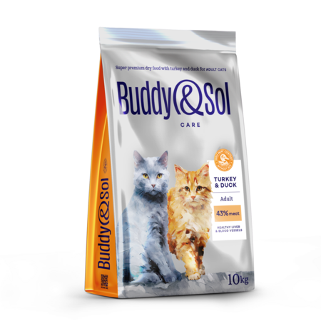 BUDDY SOL CARE ADULT 10 кг сухой корм для взрослых кошек с индейкой и уткой