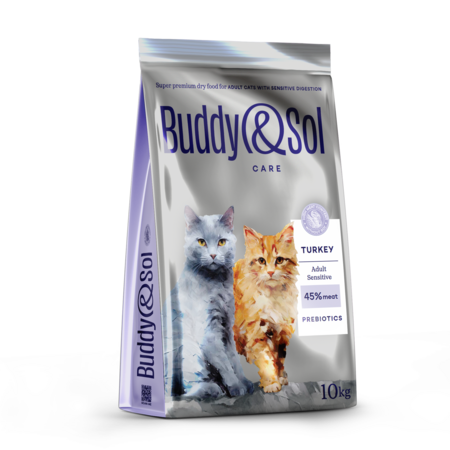 BUDDY SOL CARE ADULT SENSITIVE 10 кг сухой корм для взрослых кошек с чувствительным пищеварением с индейкой