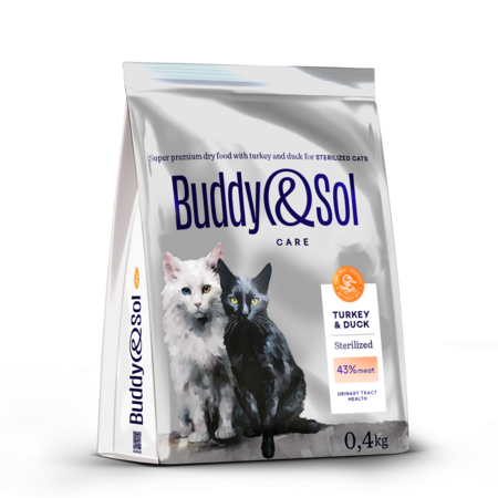 BUDDY SOL CARE STERILIZED 400 гр сухой корм для взрослых стерилизованных кошек с индейкой и уткой