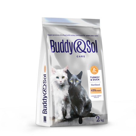 BUDDY SOL CARE STERILIZED 2 кг сухой корм для взрослых стерилизованных кошек с индейкой и уткой