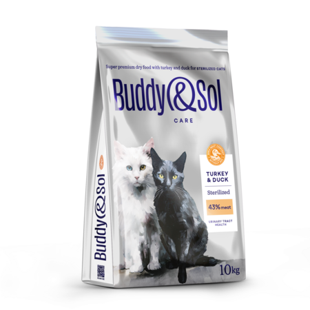 BUDDY SOL CARE STERILIZED 10 кг сухой корм для взрослых стерилизованных кошек с индейкой и уткой