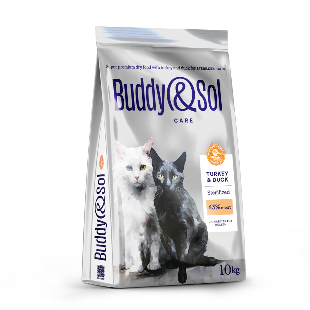 BUDDY SOL CARE STERILIZED 10 кг сухой корм для взрослых стерилизованных кошек с индейкой и уткой