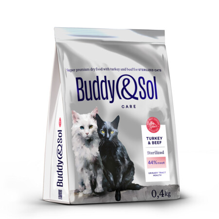 BUDDY SOL CARE STERILIZED 400 гр сухой корм для взрослых стерилизованных кошек с индейкой и говядиной