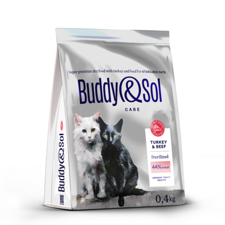 BUDDY SOL CARE STERILIZED 400 гр сухой корм для взрослых стерилизованных кошек с индейкой и говядиной