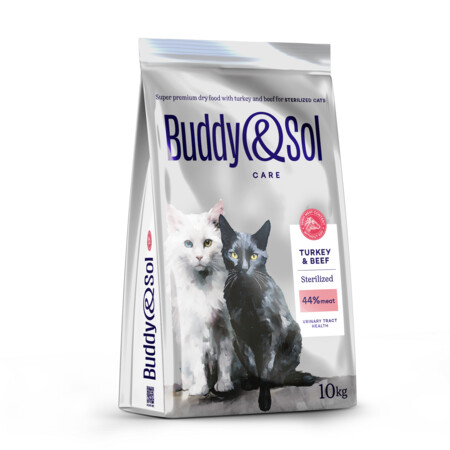 BUDDY SOL CARE STERILIZED 10 кг сухой корм для взрослых стерилизованных кошек с индейкой и говядиной