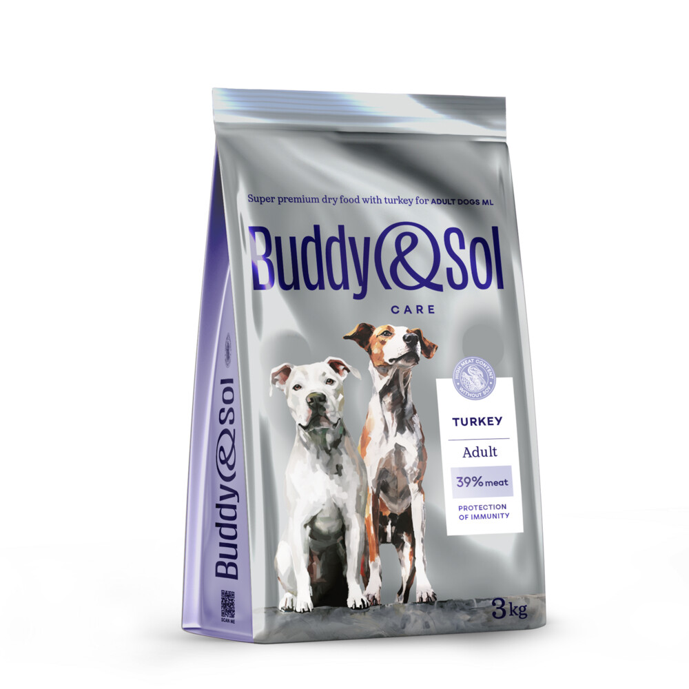 BUDDY SOL CARE ADULT 3 кг сухой корм для взрослых собак средних и крупных пород с индейкой