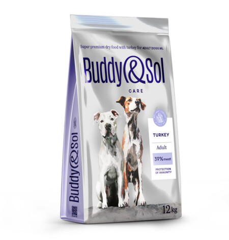 BUDDY SOL CARE ADULT 12 кг сухой корм для взрослых собак средних и крупных пород с индейкой