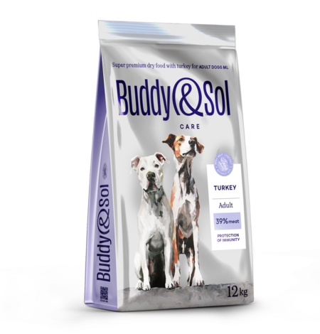 BUDDY SOL CARE ADULT 12 кг сухой корм для взрослых собак средних и крупных пород с индейкой