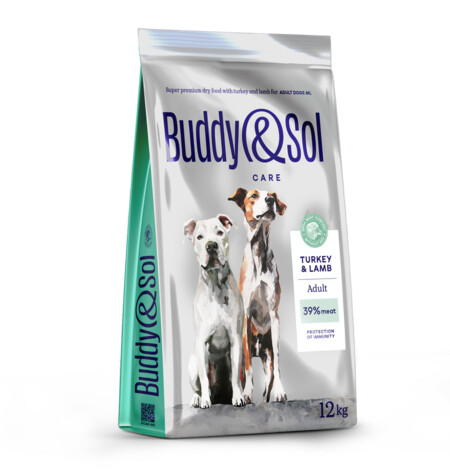 BUDDY SOL CARE ADULT 12 кг сухой корм для взрослых собак средних и крупных пород с индейкой и ягненком