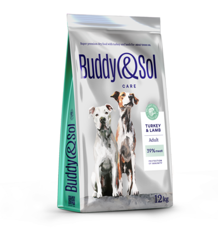 BUDDY SOL CARE ADULT 12 кг сухой корм для взрослых собак средних и крупных пород с индейкой и ягненком